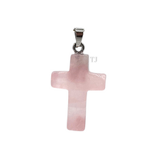 Load image into Gallery viewer, Rose quartz cross pendant
