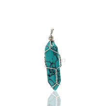 Cargar imagen en el visor de la galería, Natural gemstones wire-wrapped point pendant
