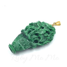 将图片加载到图库查看器，Hand-carved flower basket made with Burmese AAA Quality Jade
