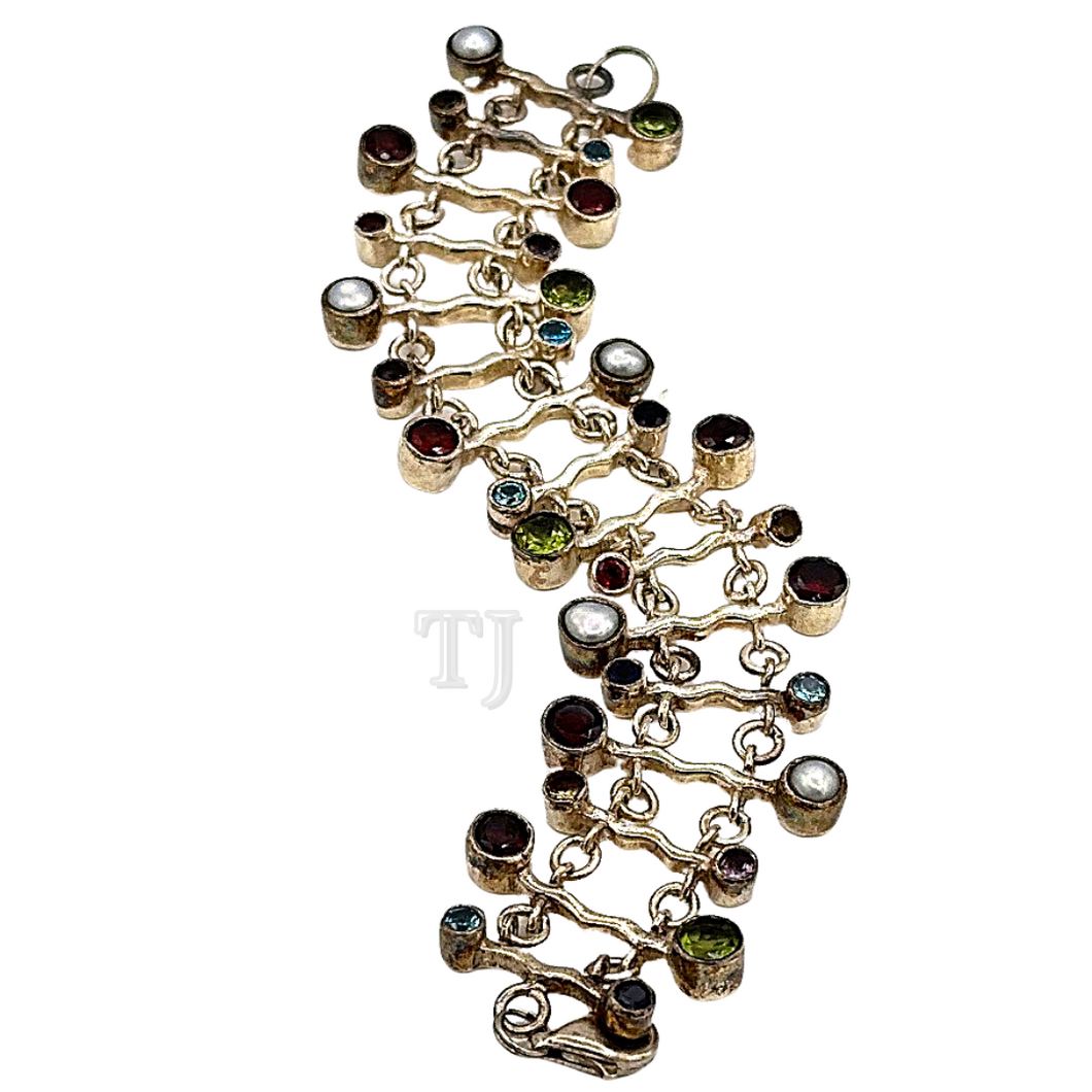 Double layered multi gems bracelet