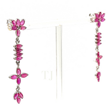 Load image into Gallery viewer, Ruby star shaped dangling earrings
