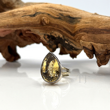 Load image into Gallery viewer, Pear shaped citrine ring in sterling silver
