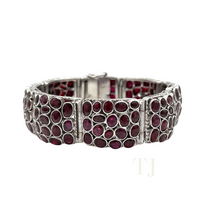 Load image into Gallery viewer, Squared shaped burmese ruby bracelets in sterling silver
