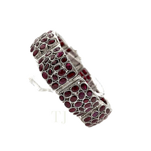 Load image into Gallery viewer, Squared shaped burmese ruby bracelets in sterling silver
