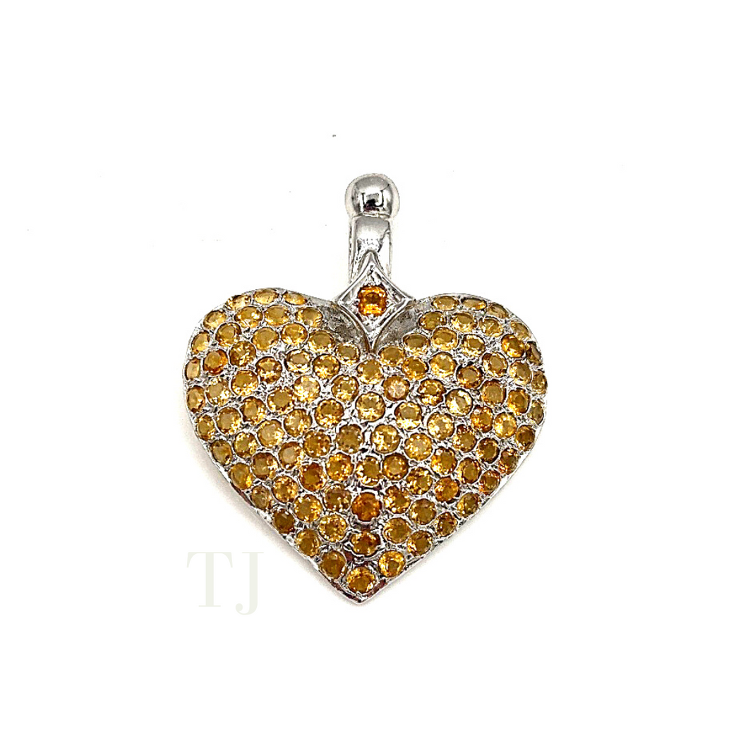 Citrine heart shaped pendant in sterling silver