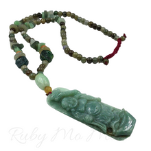 Load image into Gallery viewer, Chinese god xi xian hand-carved Burmese Jade pendant and necklace AA quality
