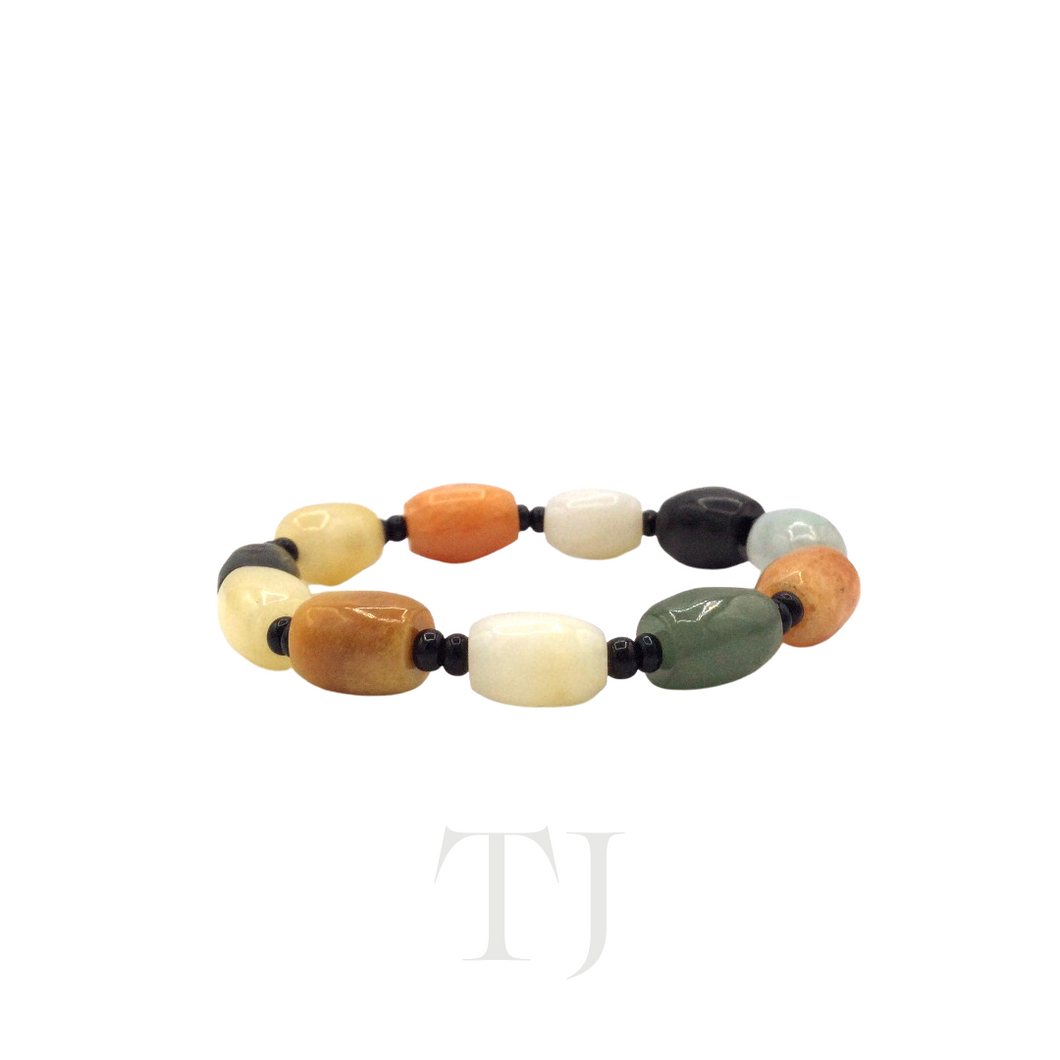 Multi-colored Jade Tube Bracelet