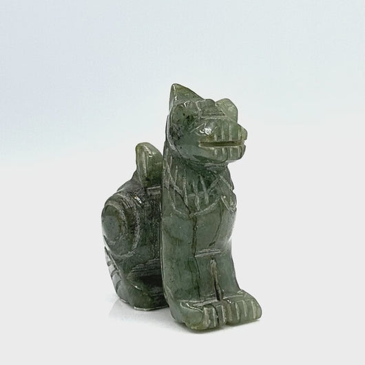 360 view of Burmese Lion Jadeite Figurine