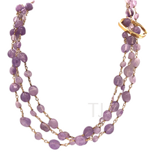 Load image into Gallery viewer, closer view of Amethyst extra long necklace in sterling silver
