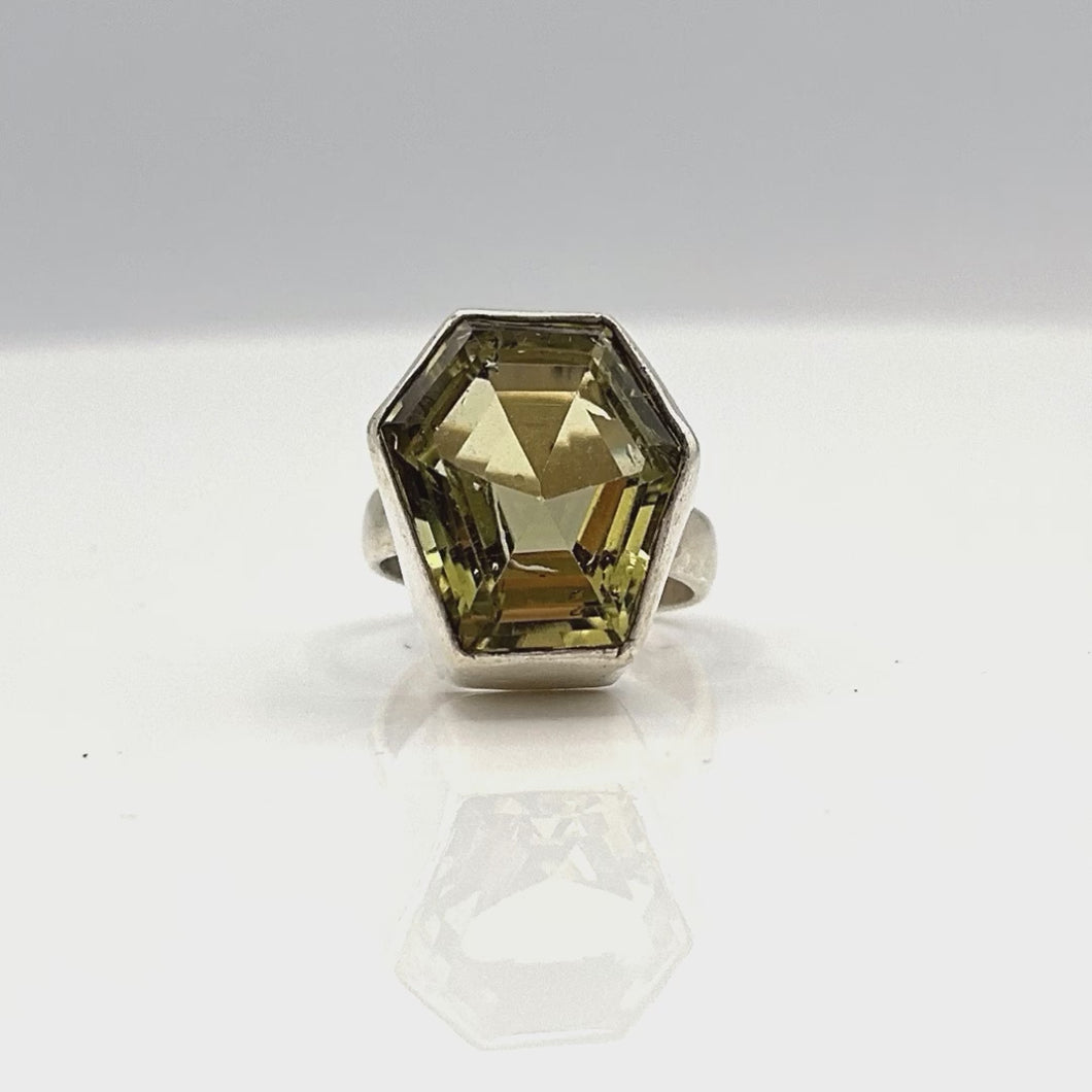 Trapeze cut topaz ring in sterling silver