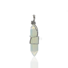 Cargar imagen en el visor de la galería, Natural gemstones wire-wrapped point pendant
