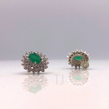 Load image into Gallery viewer, Emerald diamonique earrings
