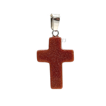 Load image into Gallery viewer, Gold Sandstone cross pendant
