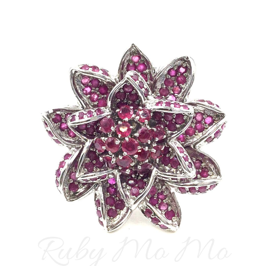 Rose Ruby Ring in sterling silver