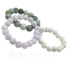 将图片加载到图库查看器，Burmese Jade bead bracelets, different bead sizes
