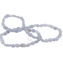 将图片加载到图库查看器，Blue Lace Agate Nugget Bracelet with elastic string
