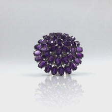 Load and play video in Gallery viewer, 360 video of Amethyst triple layered floral ring in sterling silver
