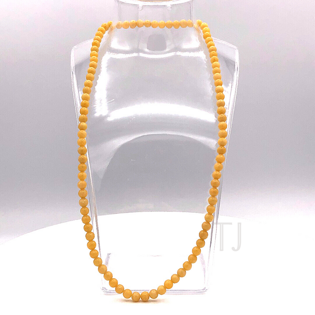 Yellow Jade 8mm beads Necklace