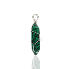 Cargar imagen en el visor de la galería, Natural gemstones wire-wrapped point pendant
