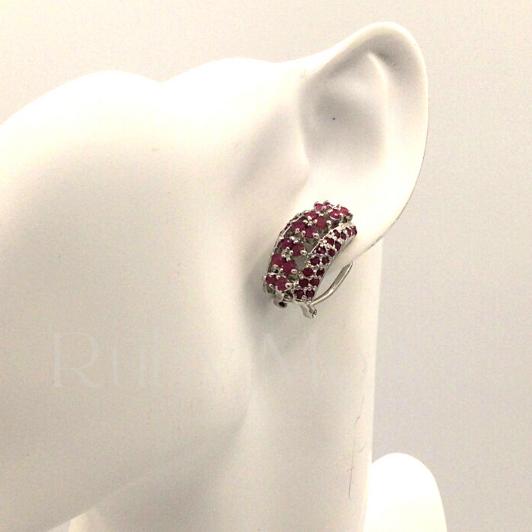 Natural ruby earrings in sterling silver