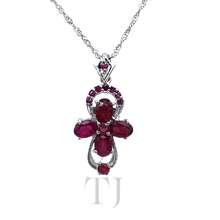 Load image into Gallery viewer, Floral cross ruby set in sterling silver
