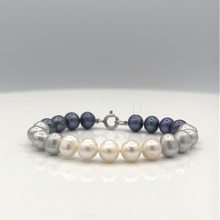 Load image into Gallery viewer, Fresh water pearl knotted silver bracelet
