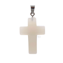 将图片加载到图库查看器，White Calcedony Cross Pendant
