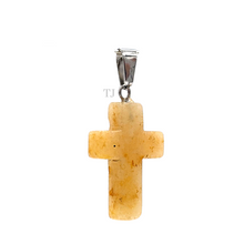 将图片加载到图库查看器，Yellow Jade cross pendant
