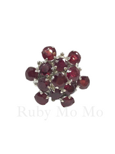 Load image into Gallery viewer, Snowflake shaped ruby ring in sterling silver
