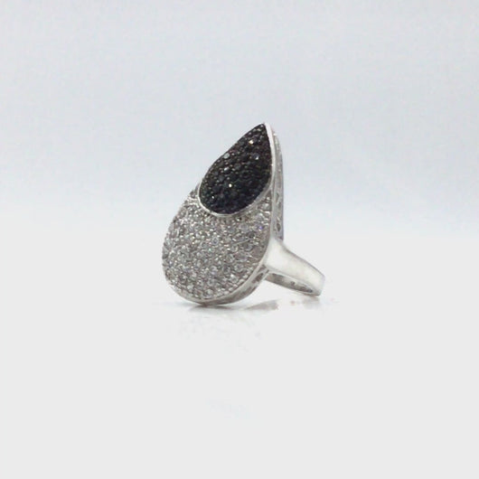 360 view of Black Onyx with Diamonique Ring in sterling silver