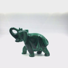 Load and play video in Gallery viewer, Hand-Carved Malachite Elephant Figurines
