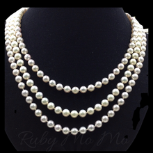 Load image into Gallery viewer, Akoya White Pearl Necklace with 14k Gold Clasp
