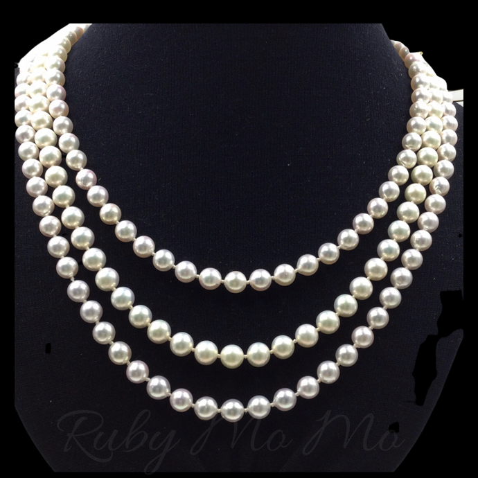 Akoya White Pearl Necklace with 14k Gold Clasp