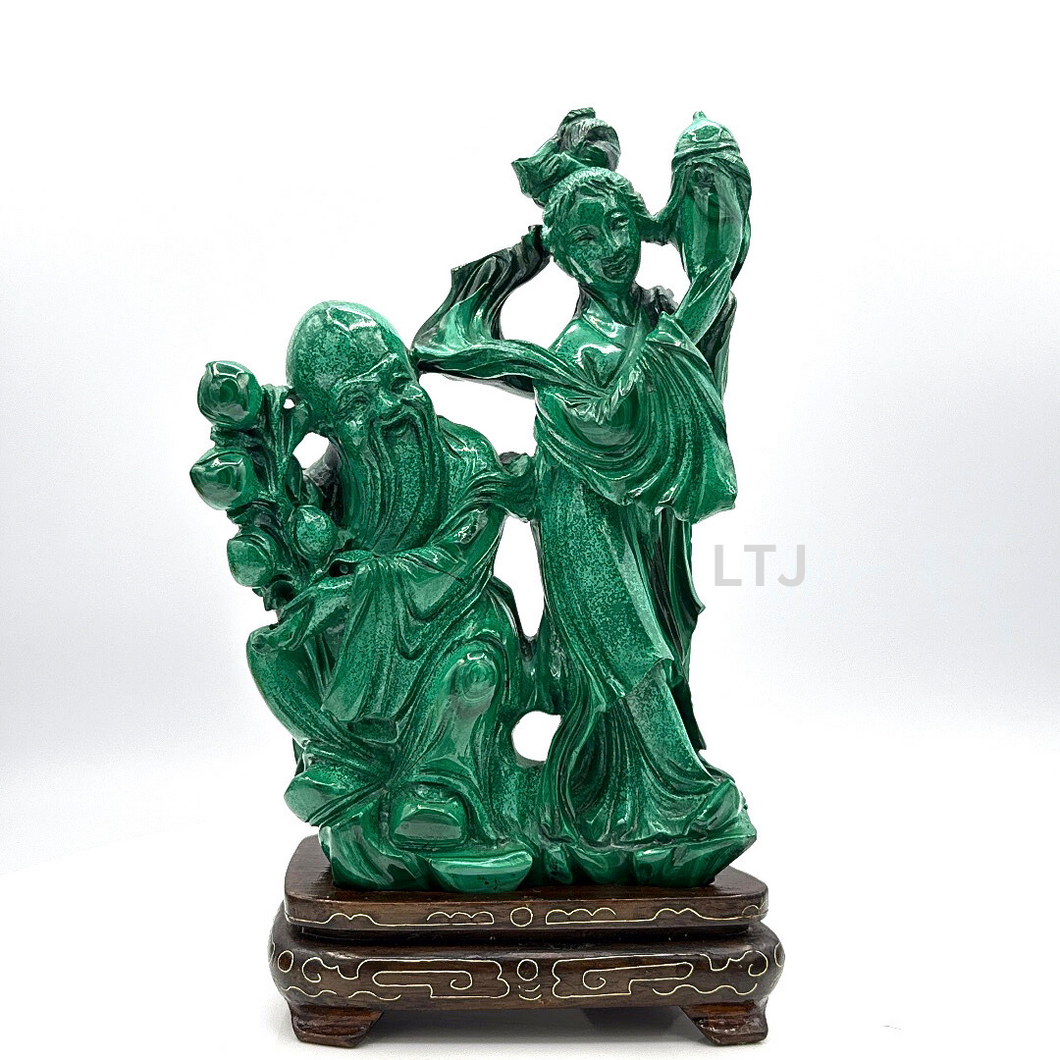 Shou Xing Malachite Sculpture (Qing Dynasty)