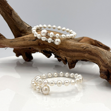 Load image into Gallery viewer, Natural Fresh Water Pearl swirl wired bracelet
