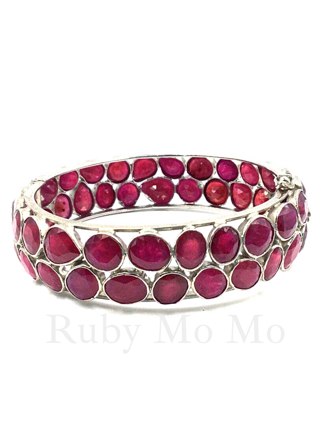 Ruby bangle bracelet in sterling silver