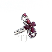 Cargar imagen en el visor de la galería, Floral cross ruby set in sterling silver
