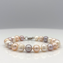 Load image into Gallery viewer, Fresh water pearl knotted silver bracelet
