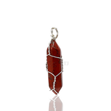 Cargar imagen en el visor de la galería, Natural gemstones wire-wrapped point pendant
