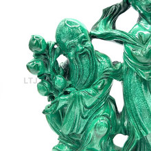 Cargar imagen en el visor de la galería, Shou Xing Malachite Sculpture (Qing Dynasty)
