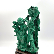 Load image into Gallery viewer, Shou Xing Malachite Sculpture (Qing Dynasty)
