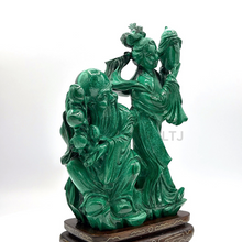 Cargar imagen en el visor de la galería, Shou Xing Malachite Sculpture (Qing Dynasty)
