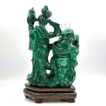 Cargar imagen en el visor de la galería, Shou Xing Malachite Sculpture (Qing Dynasty)
