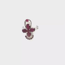 Cargar y reproducir el video en el visor de la galería, Floral cross ruby set in sterling silver
