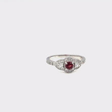 Load and play video in Gallery viewer, Garnet with Diamonique Ring in Sterling Silver
