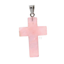 将图片加载到图库查看器，Rose Quartz Cross Pendant
