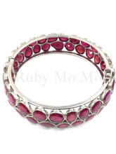 Load image into Gallery viewer, Ruby bangle bracelet in sterling silver
