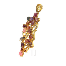 Load image into Gallery viewer, Tourmaline Pendant in floral tattoo style
