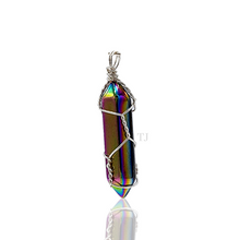 Load image into Gallery viewer, Natural gemstones wire-wrapped point pendant
