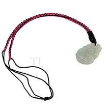 将图片加载到图库查看器，Burmese Jade Figure Pendant with red silk string with small jade beads
